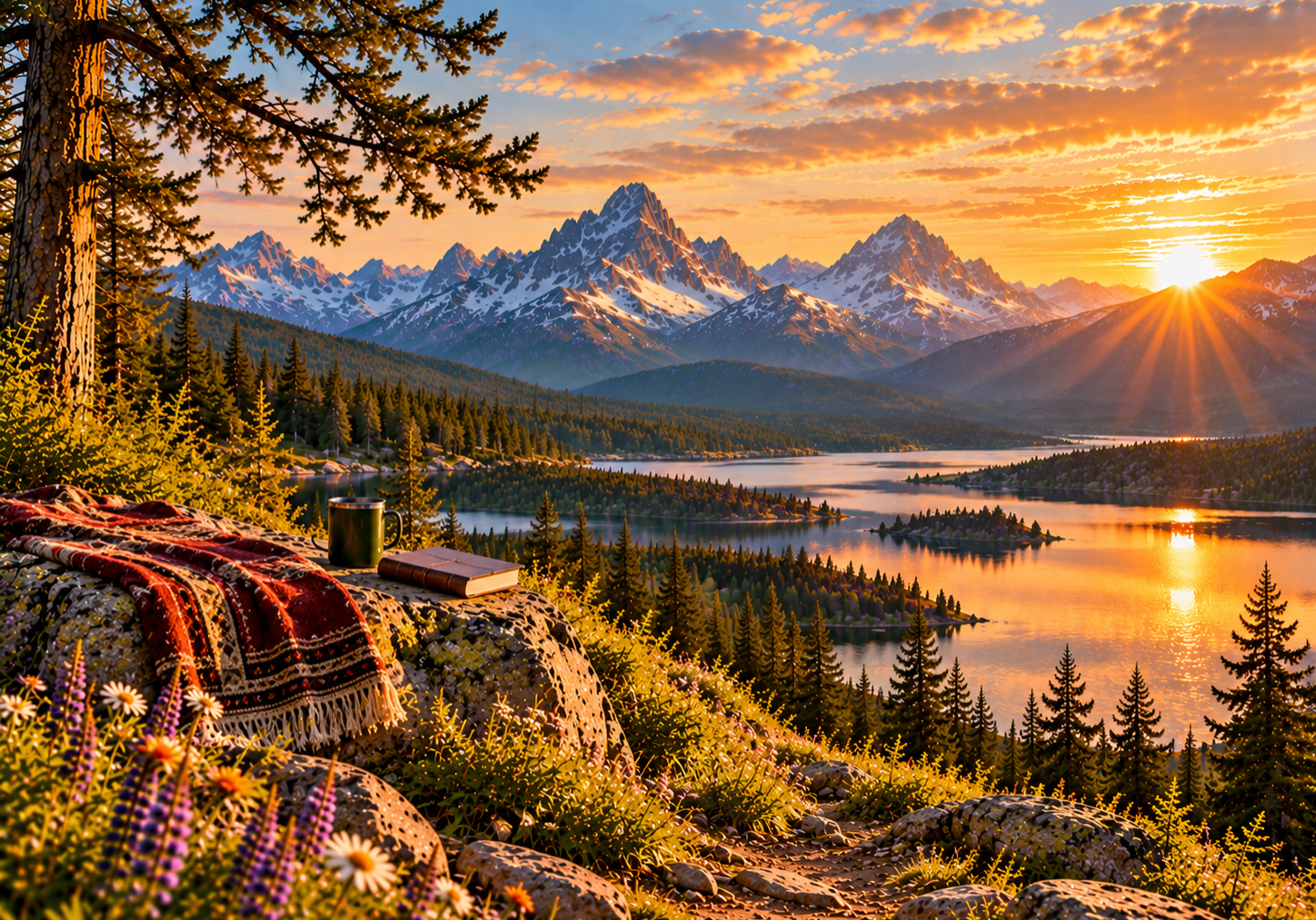 Blanket and mountains